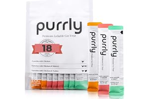 Purrly Lickable Wet Cat Treats Healthy Grain-Free Chicken Variety Pack (18 Count) Squeezable Creamy Purée with Human-Grade Protein Functional Nutrients Non-GMO No-Artificial-Additives Low-Phosphorus