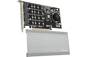 Quad M.2 NVMe Ports to PCIe 3.0 x16 Bifurcation Riser Controller - Support Non-Bifurcation Motherboard