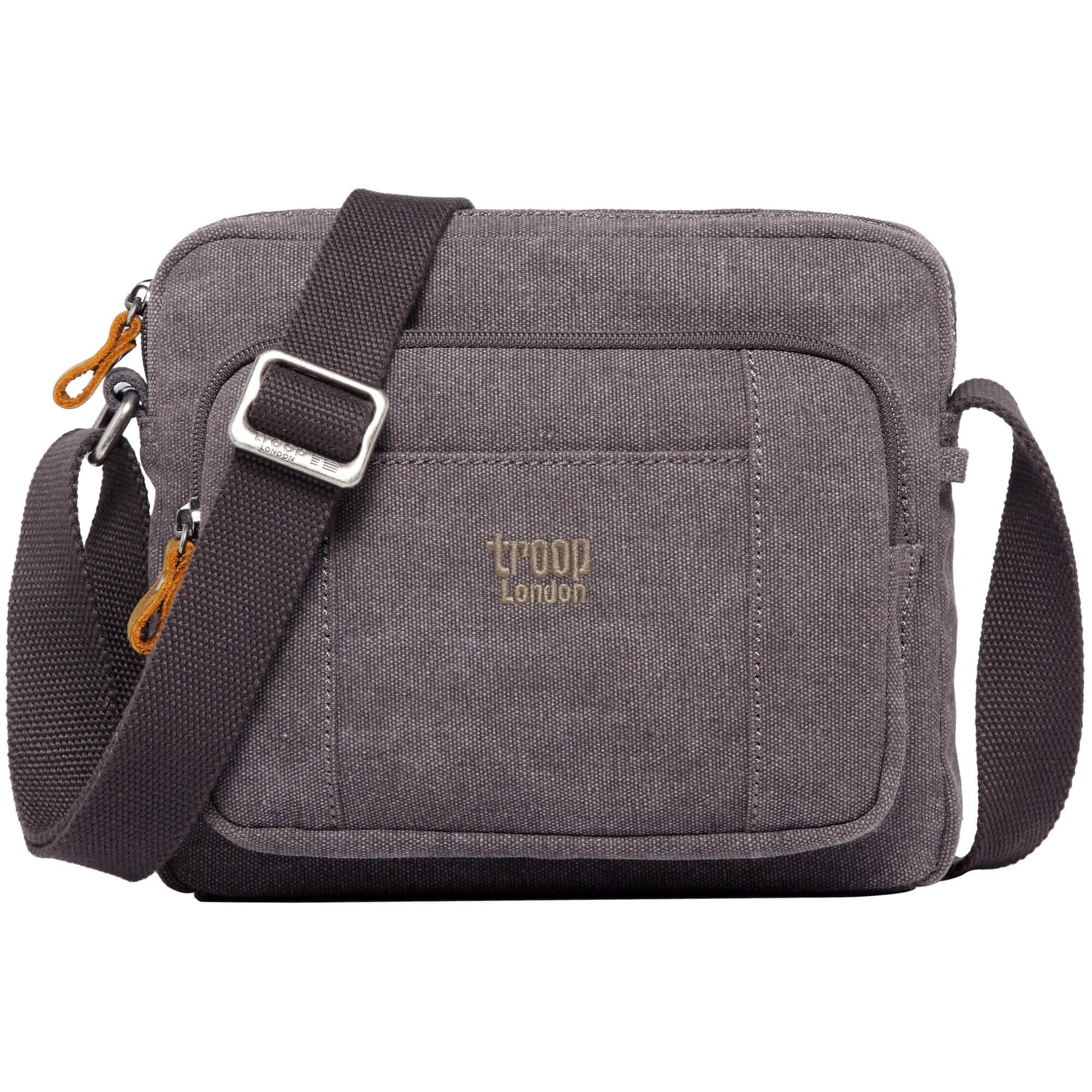 TRP0235 Troop London Classic Canvas Across Body Bag - Charcoal