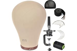 ZGCYSMHT 22.5 Inch Wig Head Cork Canvas Block Head Mannequin Head With Stand for Making Wigs (22.5 inch)