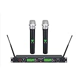GTD Audio 2x800 Channel UHF Diversity Wireless Hand-held Microphone Karaoke Mic System 733 (2 Hand held mics)