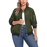 IN'VOLAND Womens Jacket Plus Size Bomber Jackets Lightweight with Pockets Zip Up Quilted Casual Coat Outwear