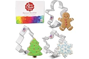 Christmas Cookie Cutter 3-Pc Set Made in USA by Ann Clark, Snowflake, Gingerbread Man, Christmas Tree