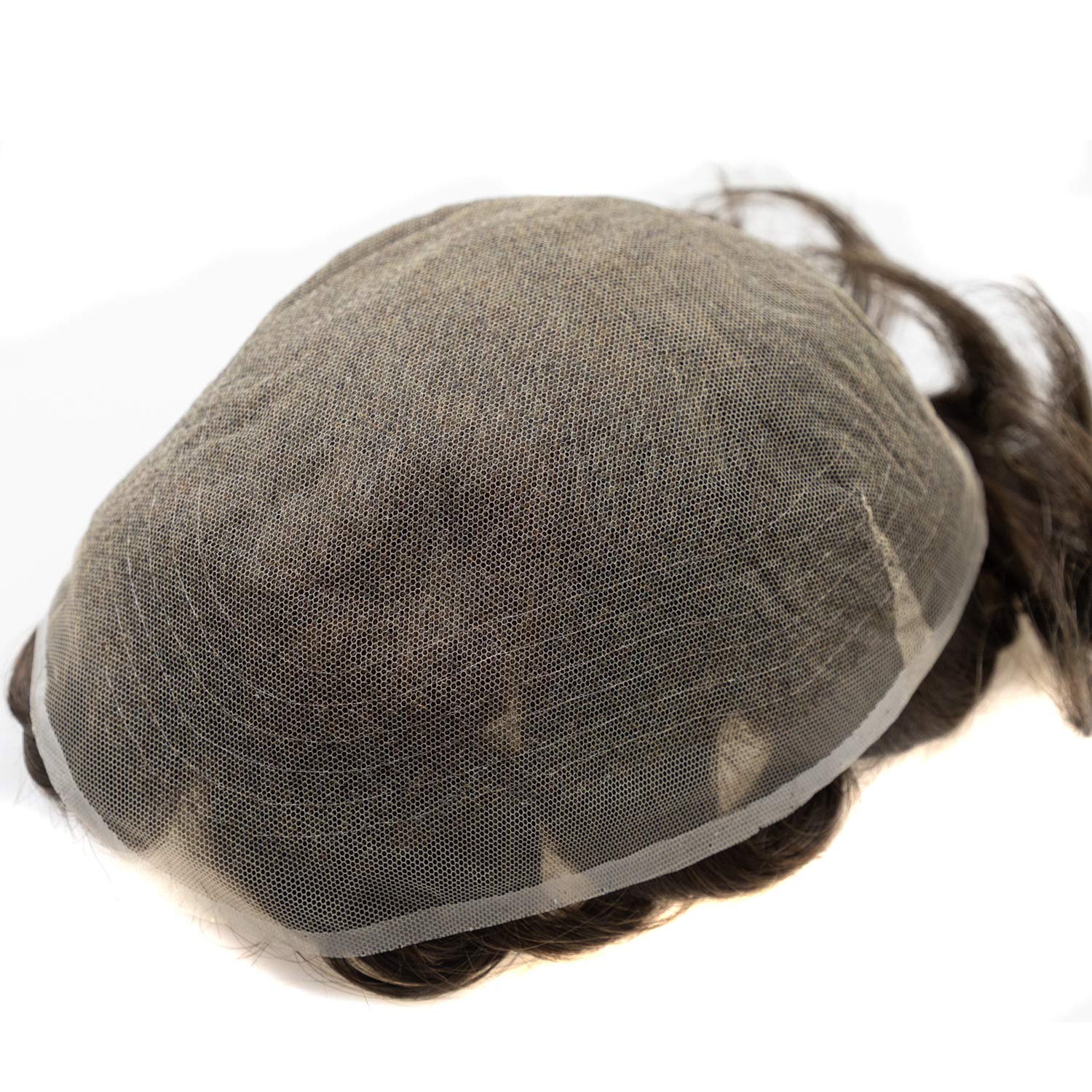 Hairnotion Mens Toupee Invisible Hairline Swiss Lace Real Human Hair Wig 8"x10" Natural Black 1b# Hair Systems for Men