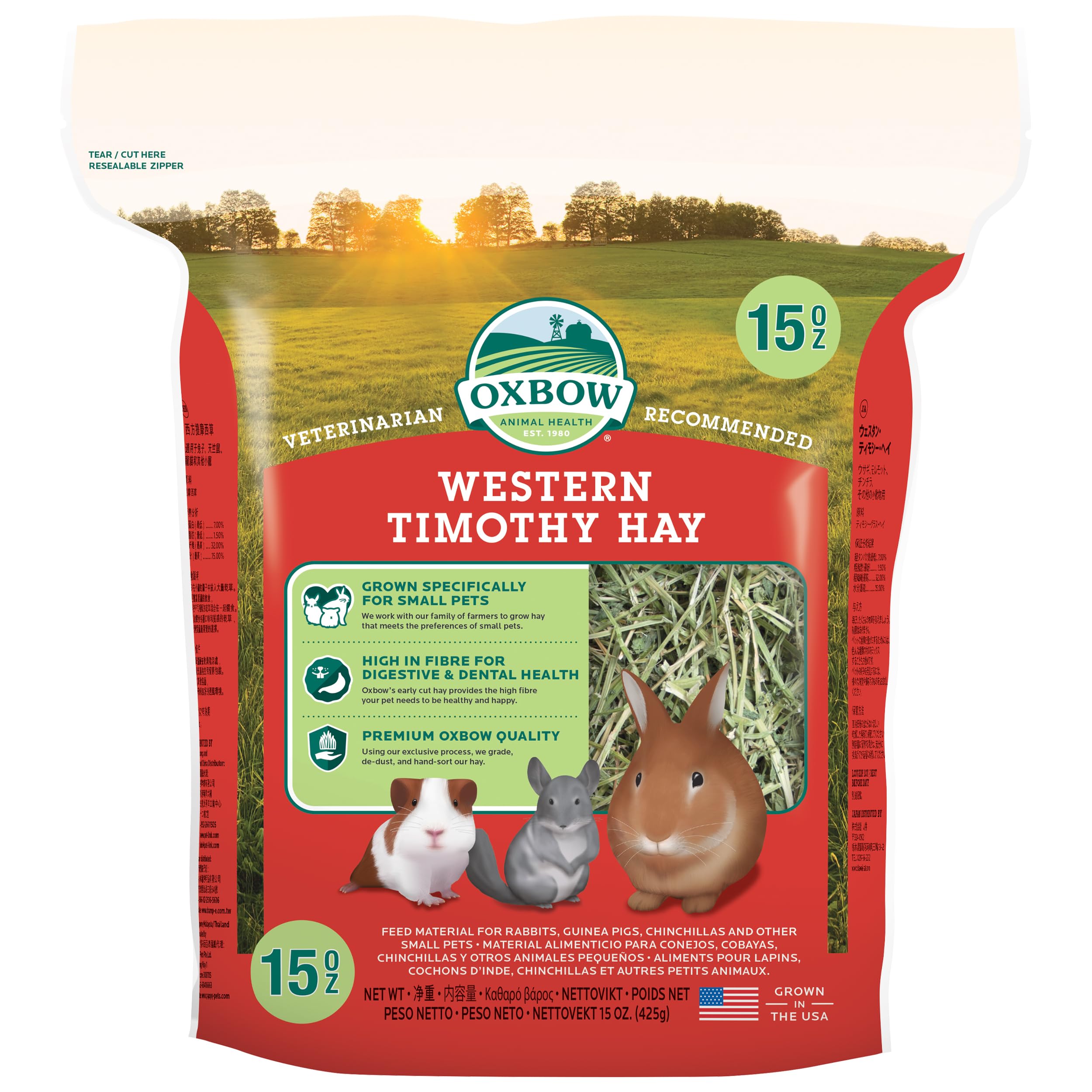 Oxbow Animal Health Western Timothy Hay - Rabbits, Guinea Pigs, Chinchilla and Small Pets- 425g
