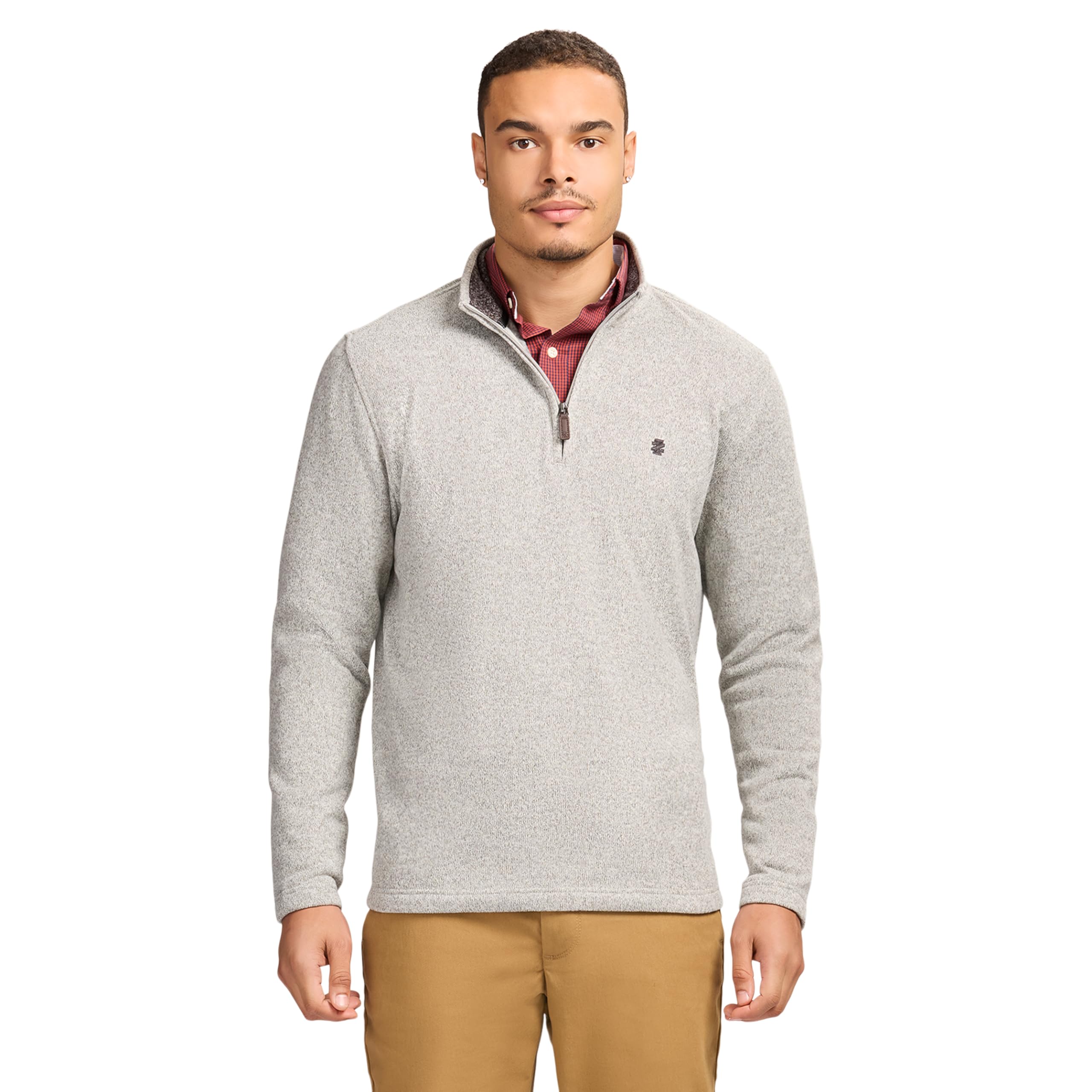 Izod Men’s Thermosoft Quarter Zip Sweater Fleece Pullover, Lt Gray Heather, X-Large