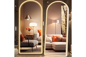 Hasipu 71" x 28" Led Mirror Full Length, Full Length Mirror with Lights Arch Design, Full Body Mirror with Lights, Wall Mounted Mirror Dimming & 3 Color Modes