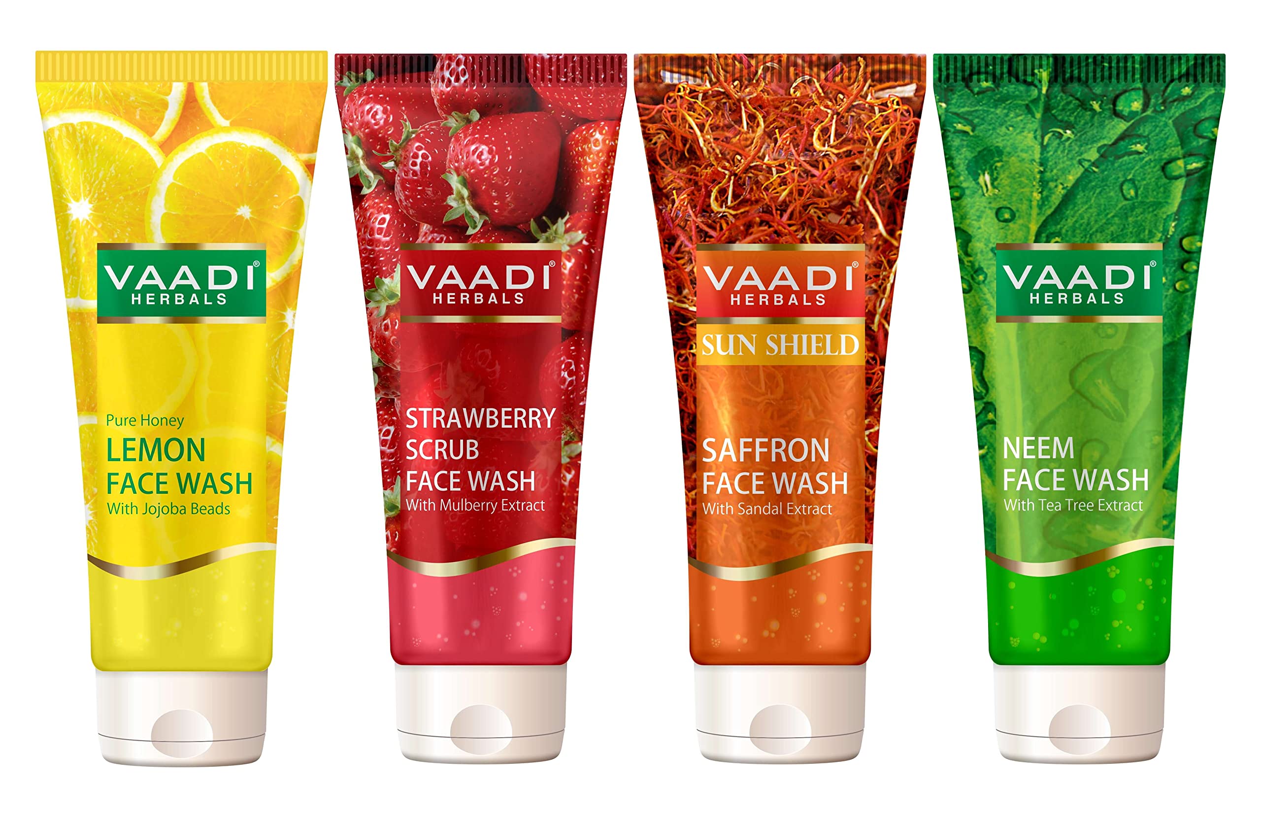 Vaadi Herbals Organic Assorted Face Wash For Acne Treatments Face Cleanser For All Skin Type 4 X 60 Ml
