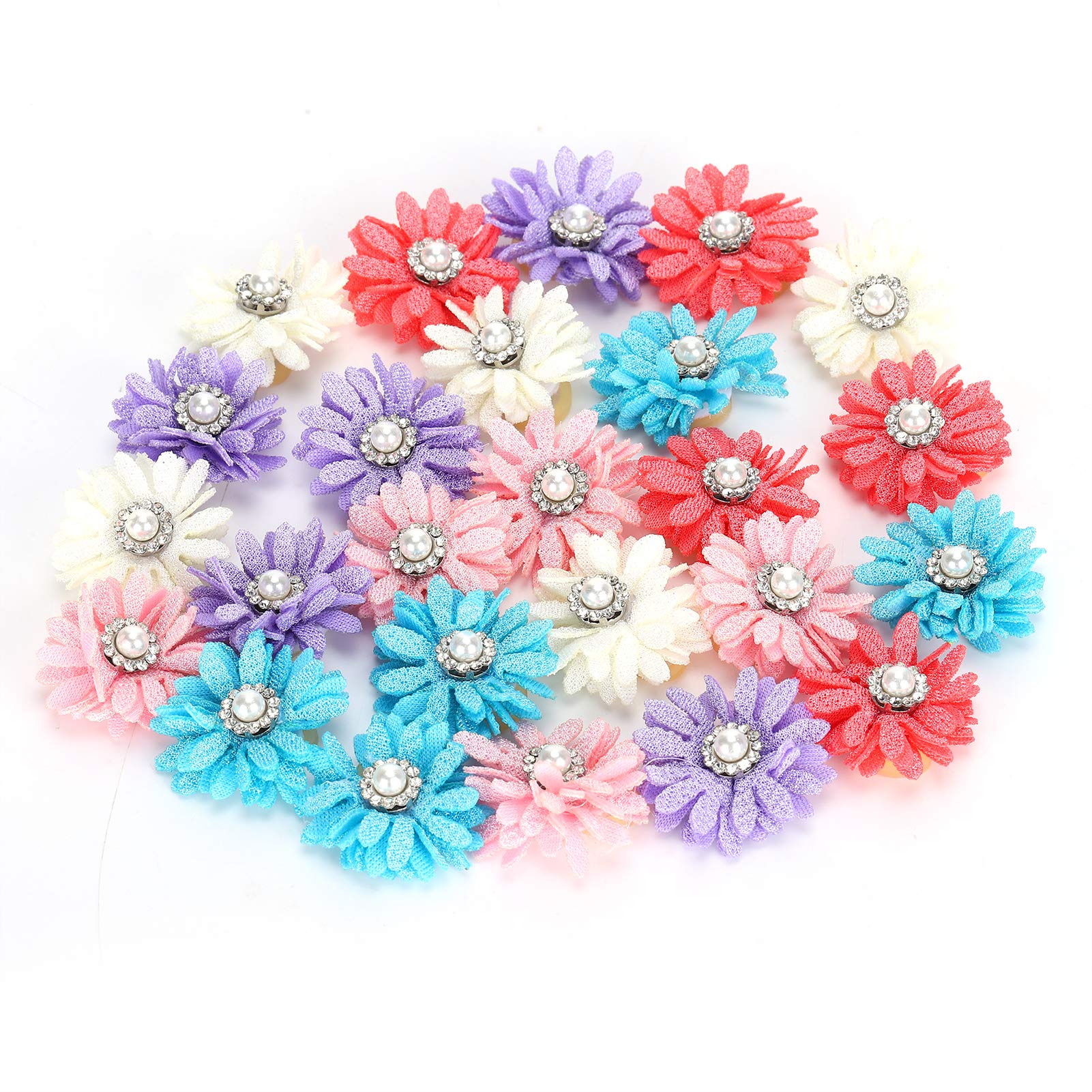 Fdit 25 PCS Pet Dog Cat Hair Bows Flowers Cute Pet Hair Bows Flowers Grooming Pet Headwear, Hair Accessories Bow Pet Grooming Products(Light Color)