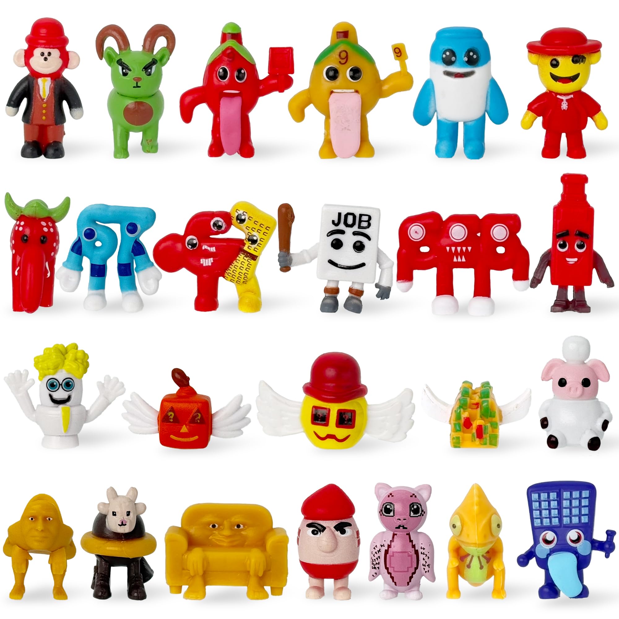 Gensly 24 Pcs Brainrot Figure Toys Strawberry Elephant/67/666/Lucky Block Mini Figures for Game Fans Creative Collectible Figurines