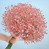 N&T NIETING Babys Breath Artificial Flowers Bulk, 10Pcs Fake Gypsophila Bouquet Flowers Real Touch Faux Babies Breath Arrangement for Wedding Floral Party Home Centerpieces Vase Decoration, Pink