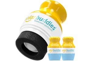 Solar Buddies Sunscreen Applicator - Blue Pack of 2 - BPA-Free Refillable Roll on Sponge Sunscreen, Suncream & Lotion Applicator For Kids, Adults & Families - Holds 3.4fl oz, Perfect Size for Travel