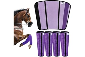 TAILNERY Fly Boots for Horses Set of 4 - Edge-Curved Design for Optimal Fit, Non-Sag Dual Stay System, Breathable Mesh for Comfort, Reduces Stomping & Fatigue (Medium to Large, Purple)