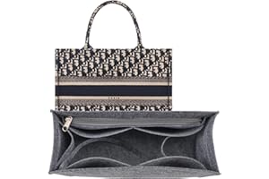 LOUKAYCCI Purse Insert Organizer for Medium dior book tote Bag Insert，Premium Purse Felt Insert Multiple Pockets (Grey, Large)