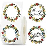 500 Pcs 2 Inch Merry Christmas Direct Thermal Labels Thermal Printing Color Coding Dot Thank You Labels - Winter Holiday Xmas New Year Thermal Label for Inventory, Address, Name Gift Tag