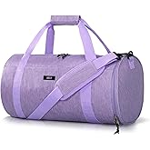MIER Gym Bag Round Duffle Bag with Shoe Compartment & Wet Pocket, Lightweight Carry on Duffel for Men Women Workout Fitness Travel Sports, 24L, Purple