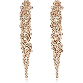 EVER FAITH Wedding Rhinestone Crystal Art Deco Statement Earring, Banquet Prom Long Chandelier Dangle Earrings for Women Bride