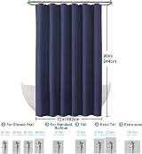 Shower Curtain 182x244cm Navy Blue with Metal Hooks view 6