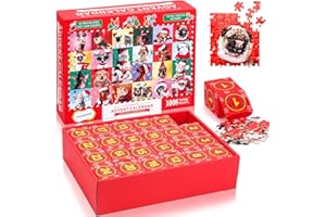 Atonofun Advent Calendar 2023, Christmas Countdown Jigsaw Puzzles, Christmas Dogs & Cats Holiday Puzzle, Christmas Gift Stocking Stuffers, 24 Boxes with 1008 Pieces Christmas Puzzles for Kids Adults