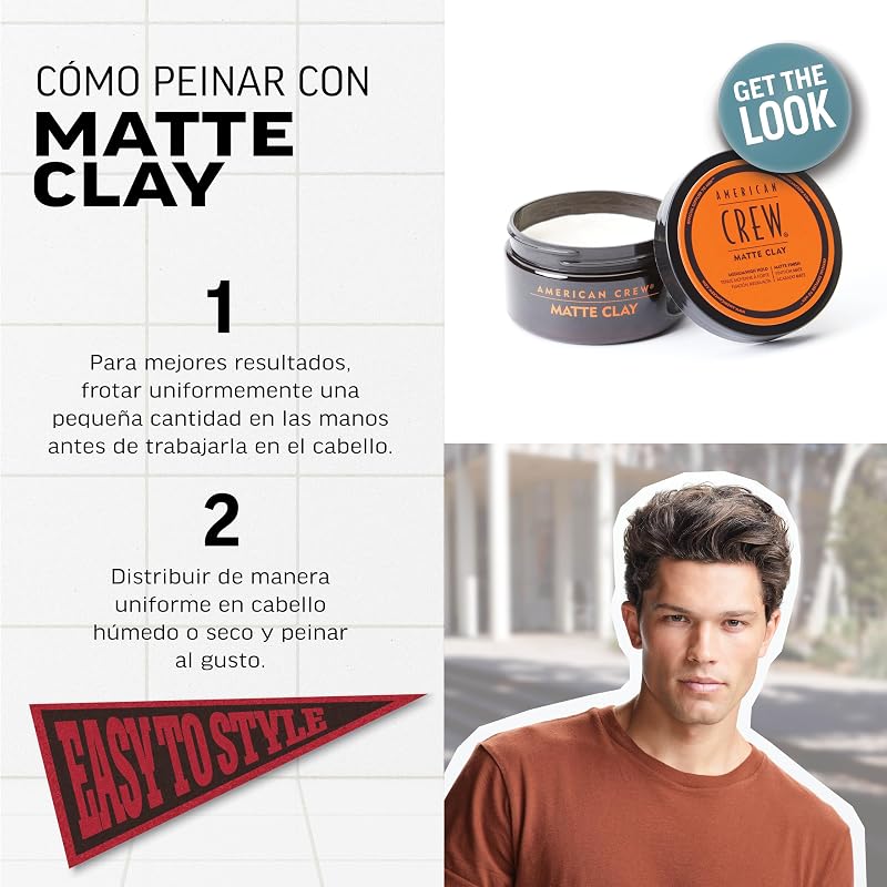 Matte Clay, Cera Mate Pelo Hombre Fijación Media-Alta, Cera con Acabado Mate, Moldeador Pelo con Arcilla y Fijador Pelo en Pasta, 85g