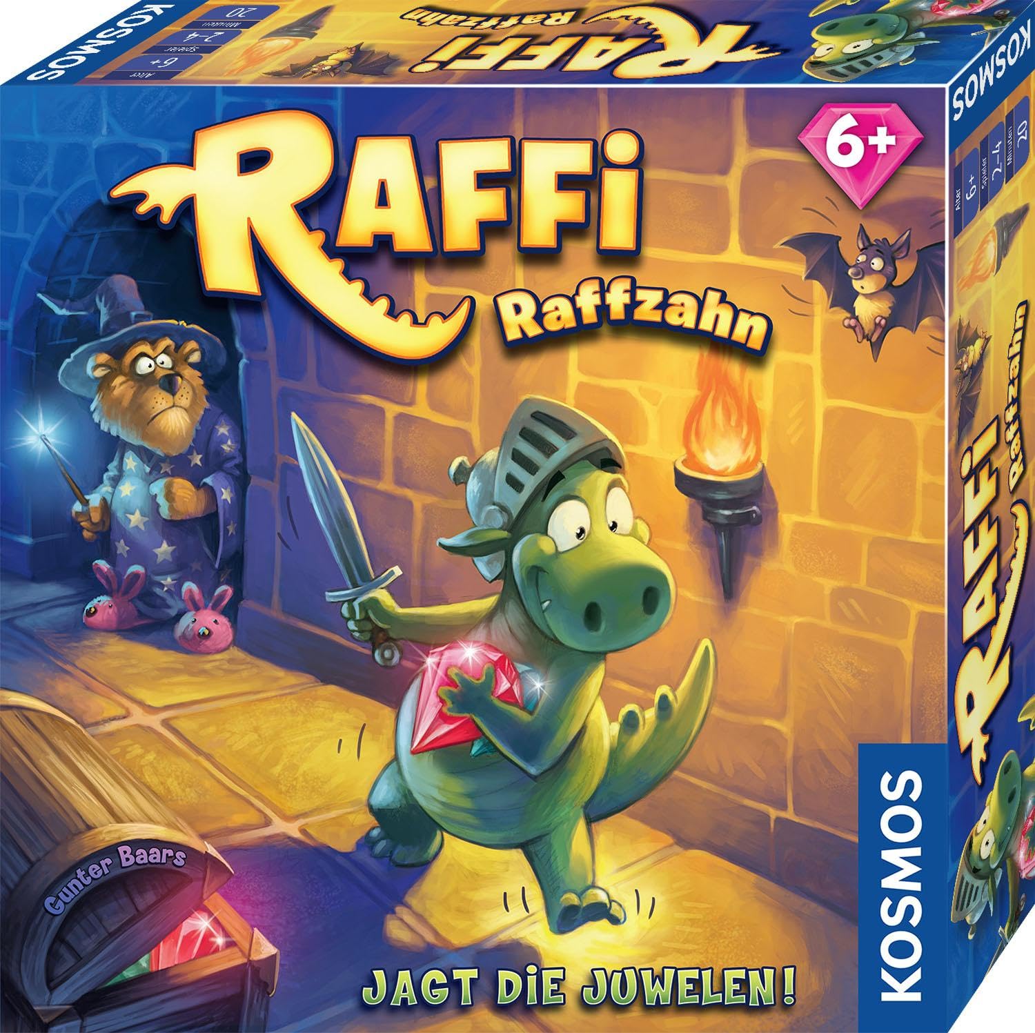 Kosmos 681036 Raffi Raffzahn - Hunt the Jewels, Exciting Children's Game with Magnetic Dragon Figure, Board Game for 2-4 Children from 6 Years or for the Whole Family