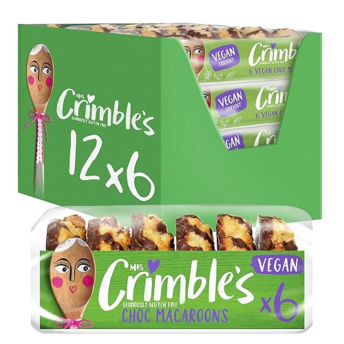 Mrs Crimble's Gluten Free Vegan Choc Covered Coconut Macaroons, Premium Quality & Certified Free from Gluten, Wheat Free & Vegetarian Friendly, Pack of 6 (195g)