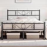 Yaheetech 5ft King Metal Bed Frame with Headboard Footboard Black