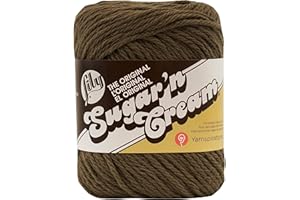 Lily Sugar 'N Cream The Original Solid Yarn, 2.5oz, Medium 4 Gauge, 100% Cotton - Warm Brown - Machine Wash & Dry