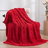 Linecooo Red Fleece Throw Blanket 50”×60” for Couch Sofa Bed,Super Soft Cozy Plush Microfiber Flannel Blanket with 3D Checkered Design Lightweight Decorations for Adults,Woman,Girls
