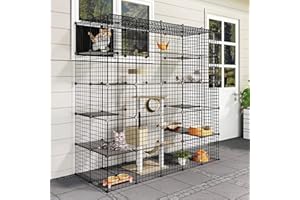 Eiiel Large Cat Cage Indoor DIY Cat Playpen Detachable Metal Wire Kennels Crate 3x4x5 Large Exercise Place Ideal for 1-3 Cat