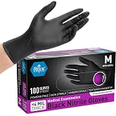 MED PRIDE Black Nitrile Gloves, 4 Mil,Latex &amp; Powder-Free,Medium,100-Count