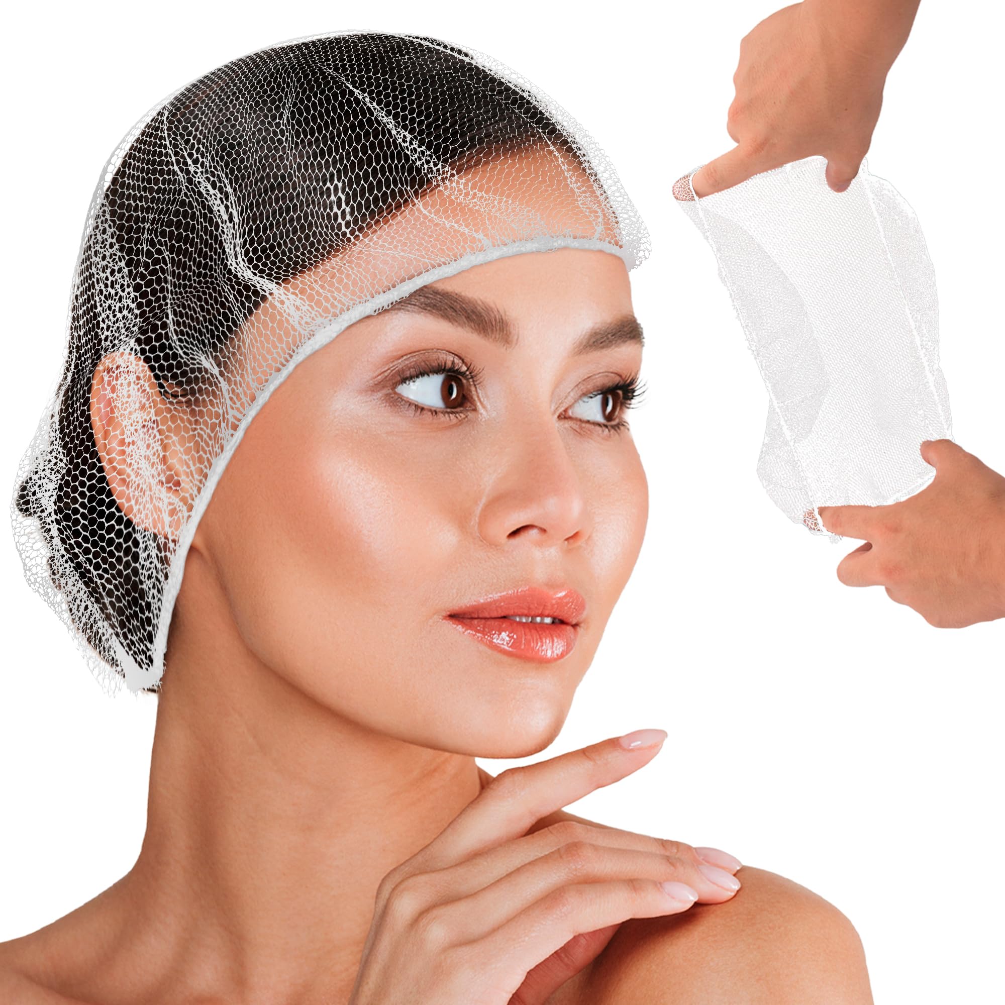 ABC 100 Pack White Nylon Hairnets 30” Size Disposable White Hairnets Hair Nets with Elastic Edge Mesh Stretchable Hairnet Caps Lightweight Breathable Wholesale Price