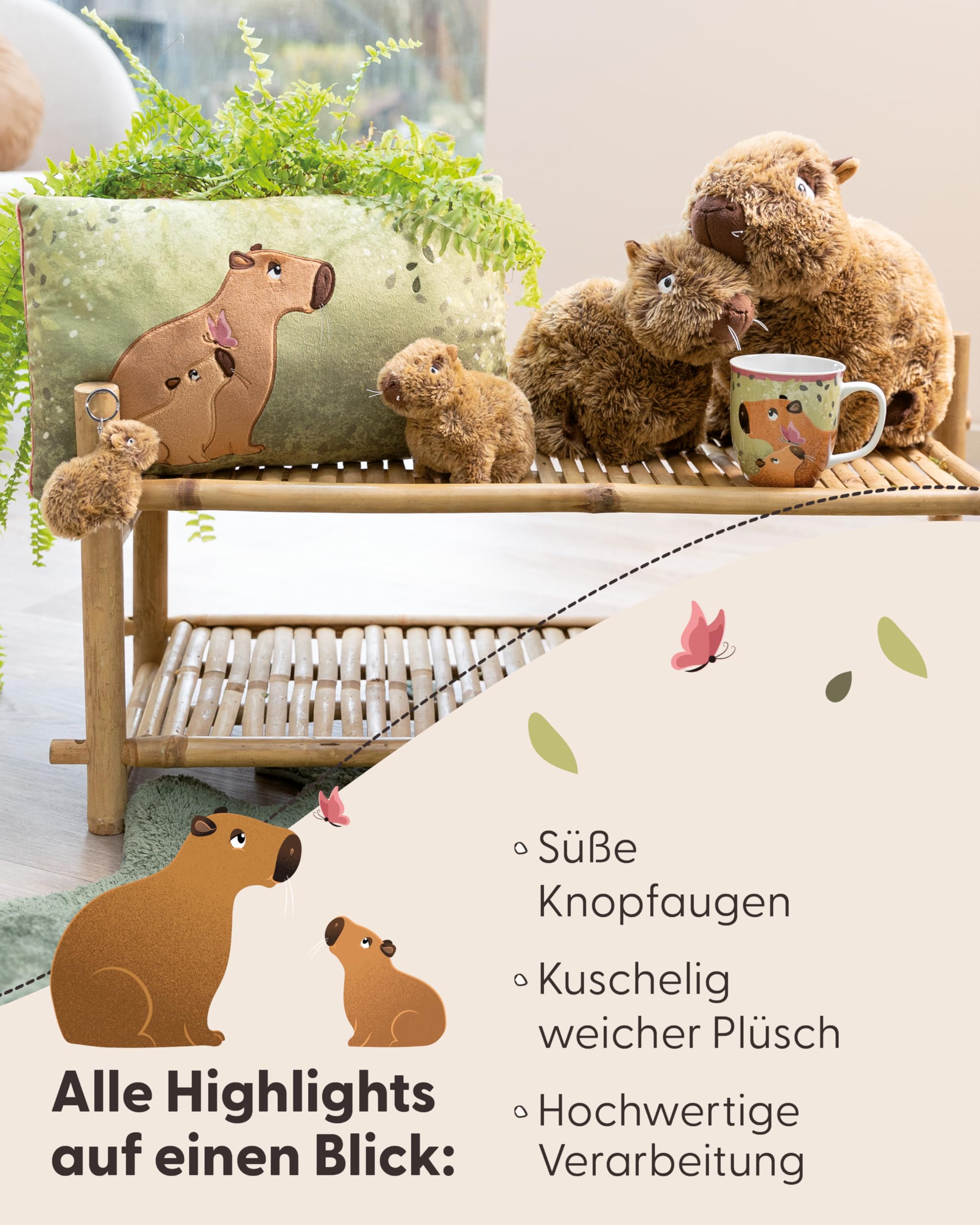 NICI Capybara Kuscheltier Capy-Barbara 27cm sitzend - Niedliches Stofftier zum Kuscheln und Spielen, Capybara Plüschtier für Schmusetierliebhaber - 61223, Braun 4
