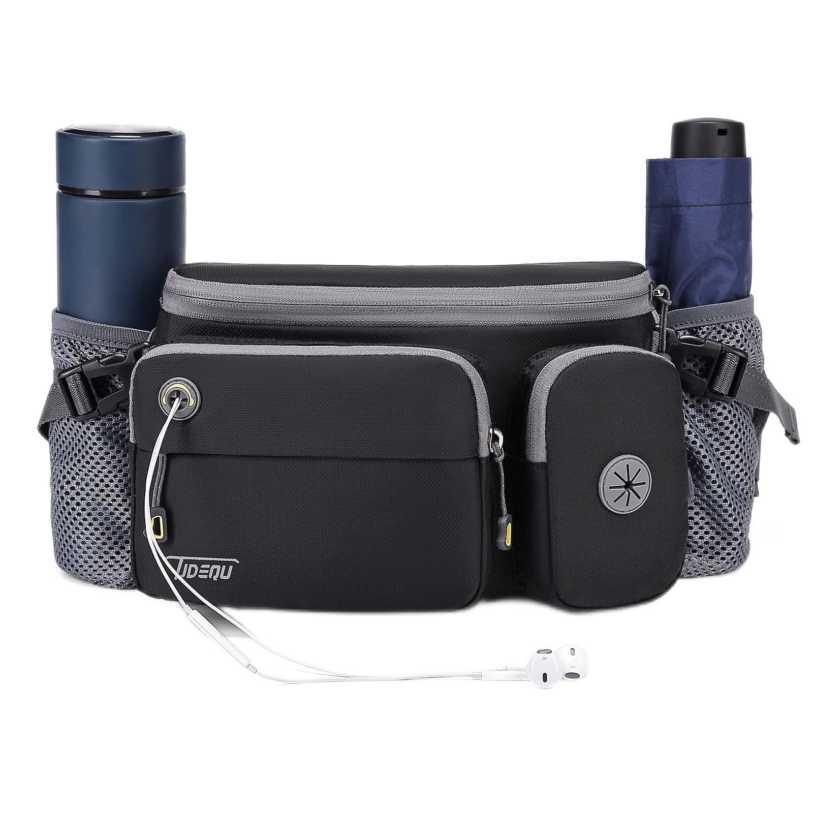 TUDEQU Dog Large Walking Bag,Bumbag,Running Waist Bag,Fanny Pack with Two Bottle Holder,Hiking Waist Pack for Men,Hip Bag