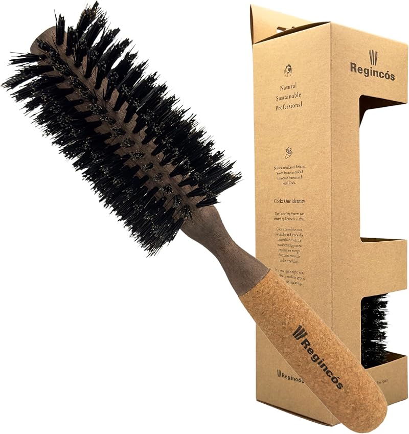 Regincós Eco Cork Wood Round Brush - Cork Classic 640 Natural - Handmade Medium