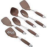 Anolon SureGrip Nonstick Utensil Kitchen Cooking Tools Set, 6 Piece, Bronze Brown,46346