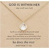 HUTIMY Faith Necklace for Women Gold Adults Ladies Baptism Gifts Religious Mustard Seed Necklace