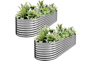 BTDVR 2 Pack Tall 8x2x1.5ft Galvanized Metal Raised Garden Bed Outdoor, Metal Raised Beds for Gardening, Above Ground Garden 