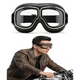 Vintage Motorcycle Goggles Fits over Glasses for Prescription Glasses | Retro Aviator Biker Eyewear Compatible, Motorcycle Glasses for Men Anti-Fog Windproof Fit over Glasses