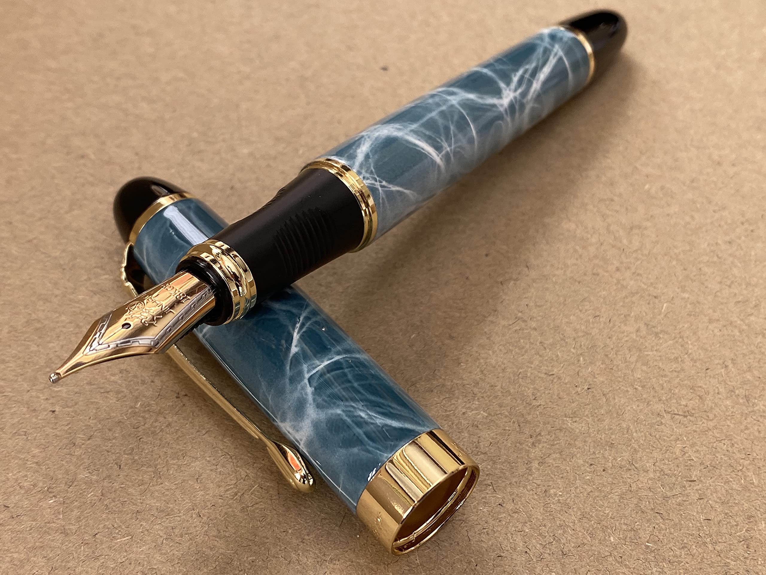 Rhapsody Jinhao x450 Fountain Pen 0.5mm Medium-Fine Nib Ink Pens (Blue Marble)