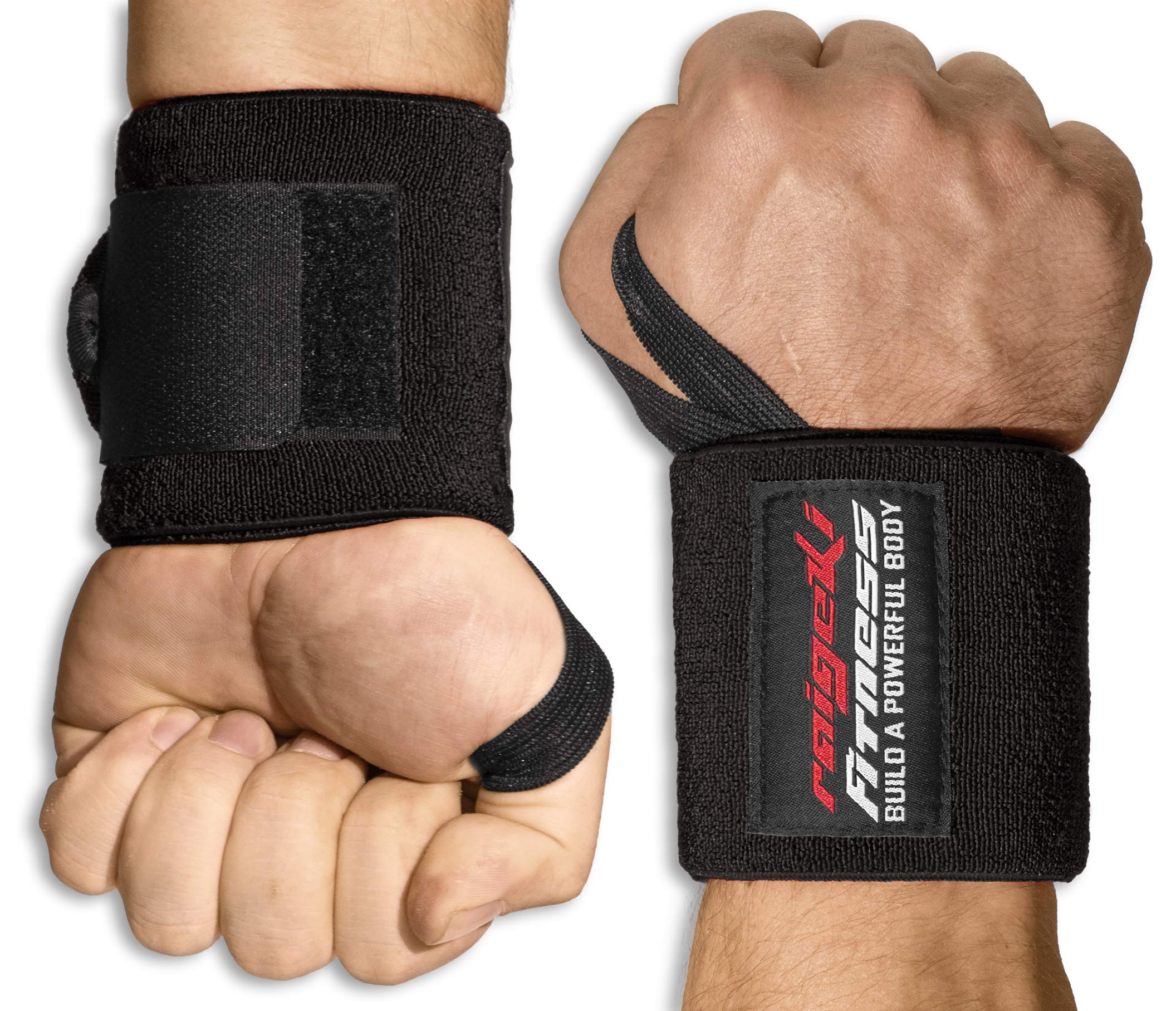 Wrist Wraps [Set of 2] Strong Hold 45 cm Length (plus Training Plans) Wrist Wraps for Strength Training, Bodybuilding, Crossfit, Calisthenics & Fitness Wrist Bandages for Men and Women