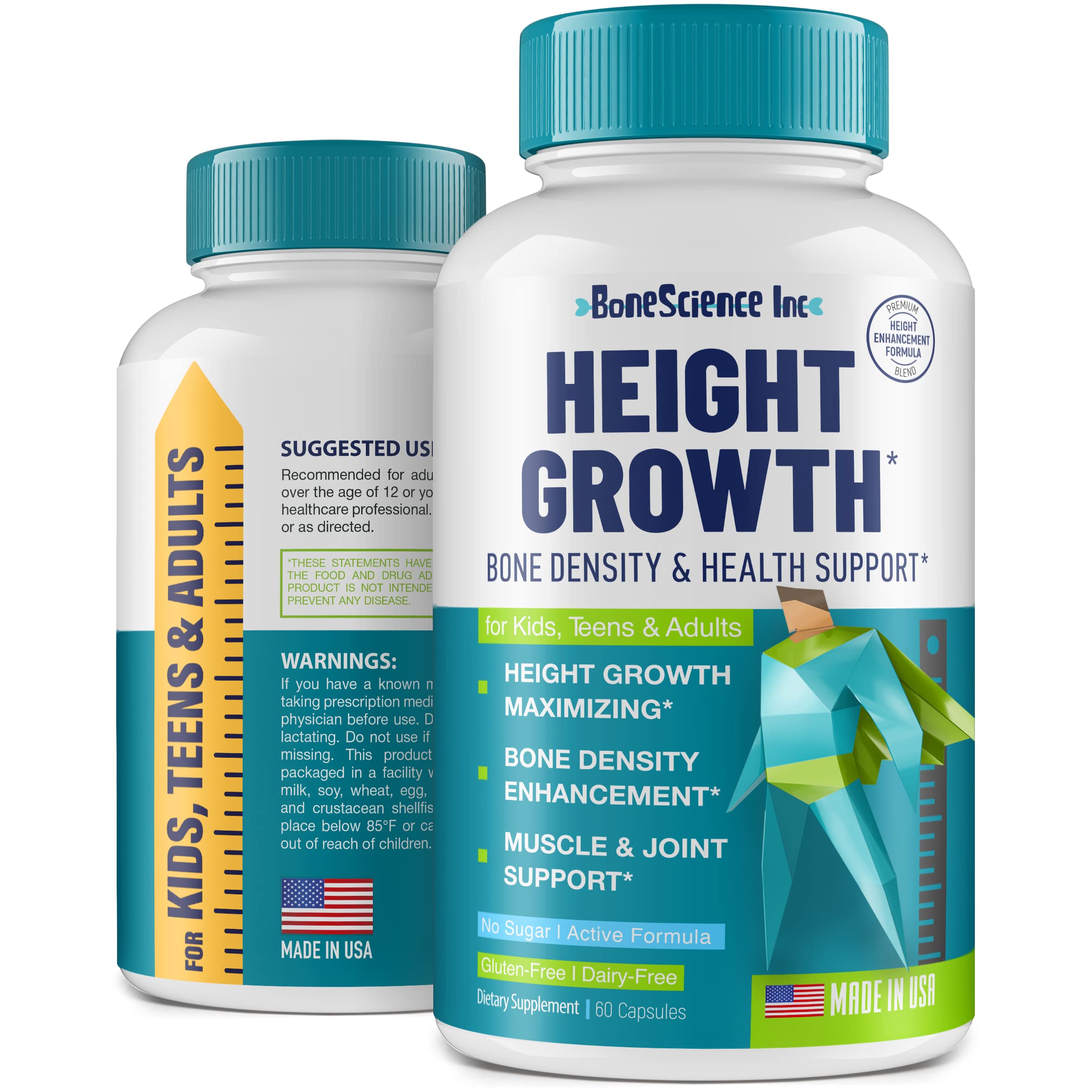 Height Growth Maximizer - Made in USA - Natural Height Increase Booster & Bone Growth Pills - Grow Taller Supplement for Adults, Teens & Kids - Vitamins for Boys & Girls to Get Taller