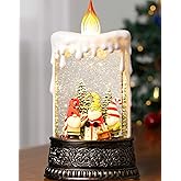 Lffital Christmas Snow Globe Gnome Snow Globe Lantern, Light Up Christmas Decorations for Home Musical Lantern Candle Shaped with Timer, Home Decor Festival Gife, USB & Battery Operated 10 Inch
