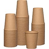 GUSTO [100 Count Kraft Disposable Paper Cups, Hot Coffee Cups Brown Unbleached - Eco-Friendly Cups (8 oz. - Kraft)