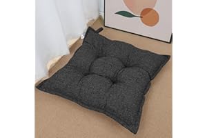 SINOSSO SINSOSSO Large Floor Pillow 22", Thickened Bite-Size Memory Foam Square Non-Slip Cushion for Office Back Support/Indoor Yoga/Chair Seat, Fashionable Color-Blocked Fabric & Washable, Black, 1 PCS