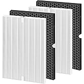 Colorfullife 2 Sets 116130 Replacement Filter H for Winix 5500-2 AM80 Plasmawave Air Purifier, 2 True HEPA Filter and 2 Activated Carbon Filter Combo Pack, Replacement Part 116130