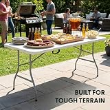 KEPLIN 6ft Folding Table White Top 180x70x74cm Sturdy Metal Frame Waterproof view 8