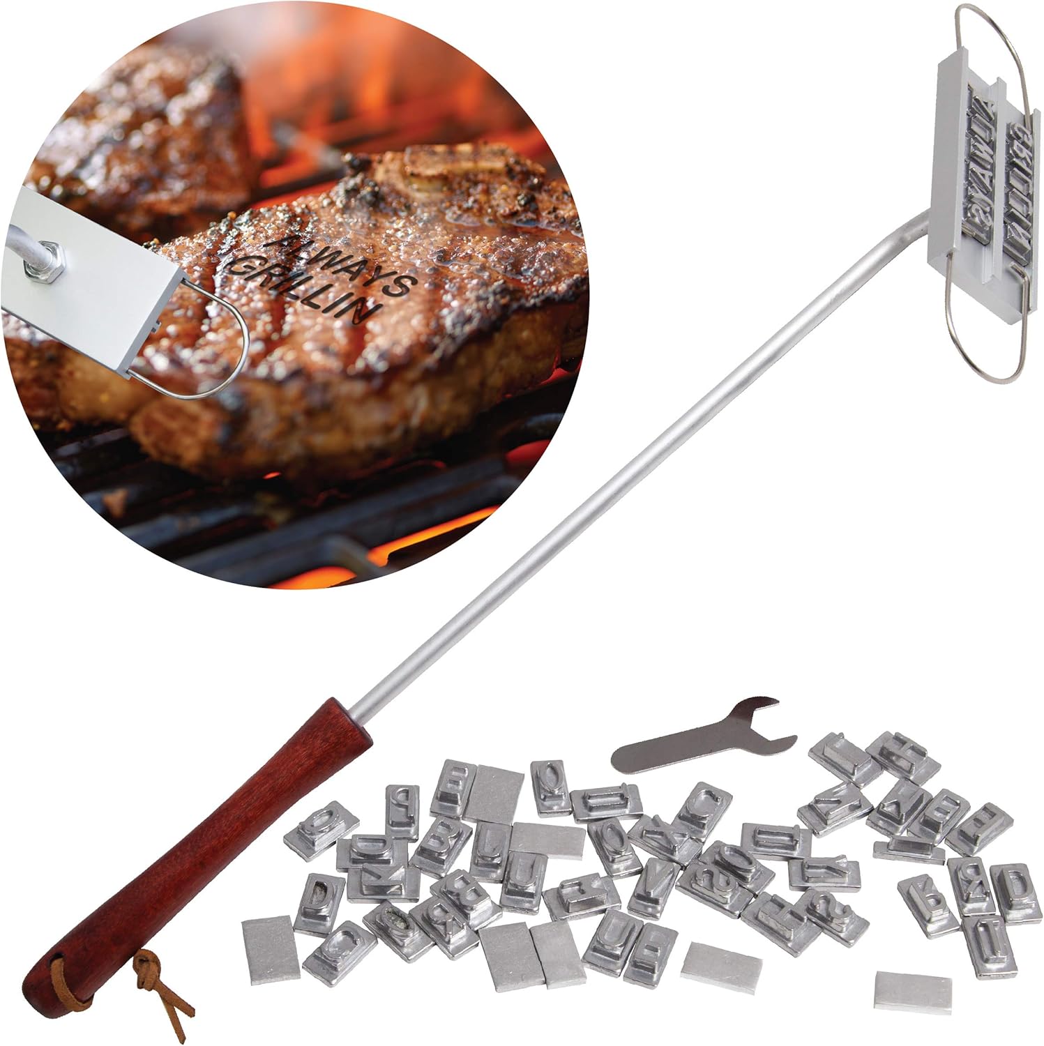 Hammer + Axe Customizable BBQ Meat Branding Stick with 60