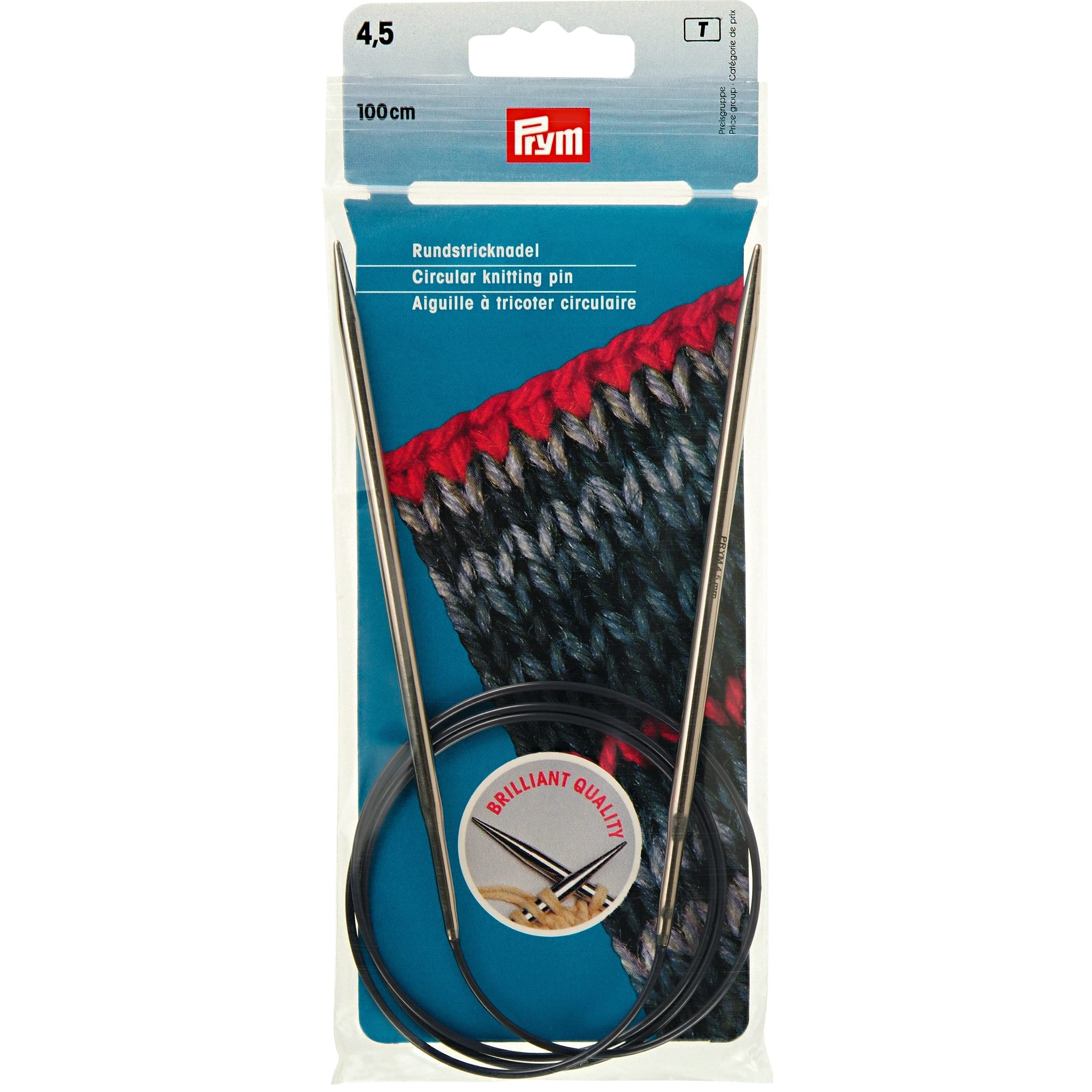 Circular Knitting pins Brass 100 cm 4.50 mm Silver col — image 1