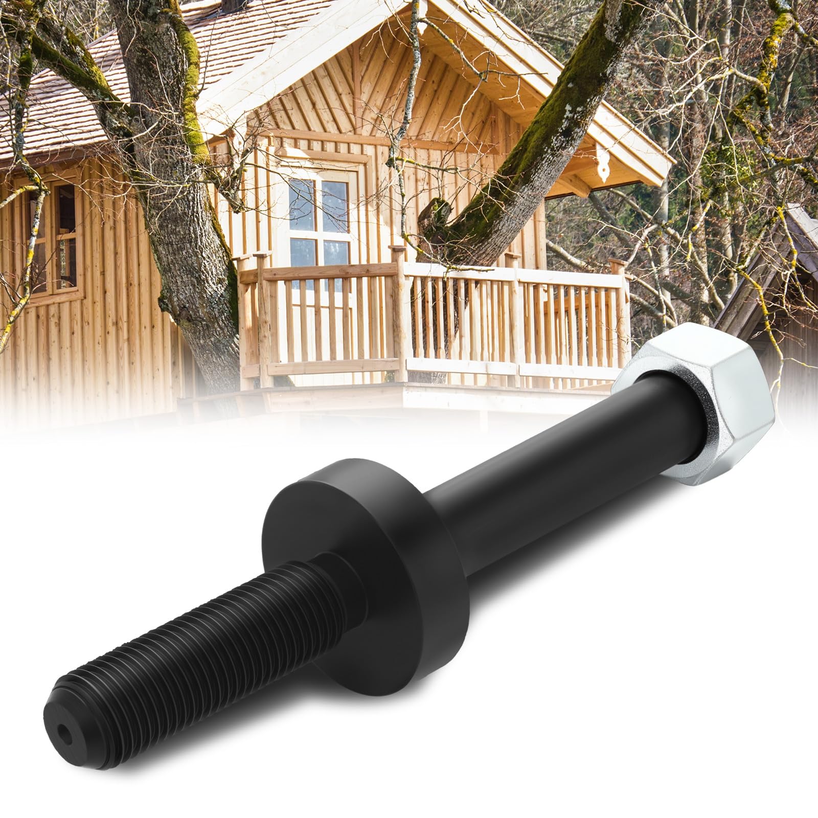 Photo 1 of Shimeyao Treehouse Perch Hardware Treehouse Perch Tree Fort Bracket, 1.25" x 6" Black 4140 Steel Attachment Bolt 3" x 1" Collar Galvanized Hexagonal Nut